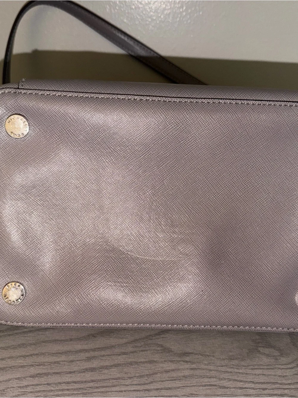 Michael Kors Gray Saffiano Satchel Crossbody Bag MK Charm